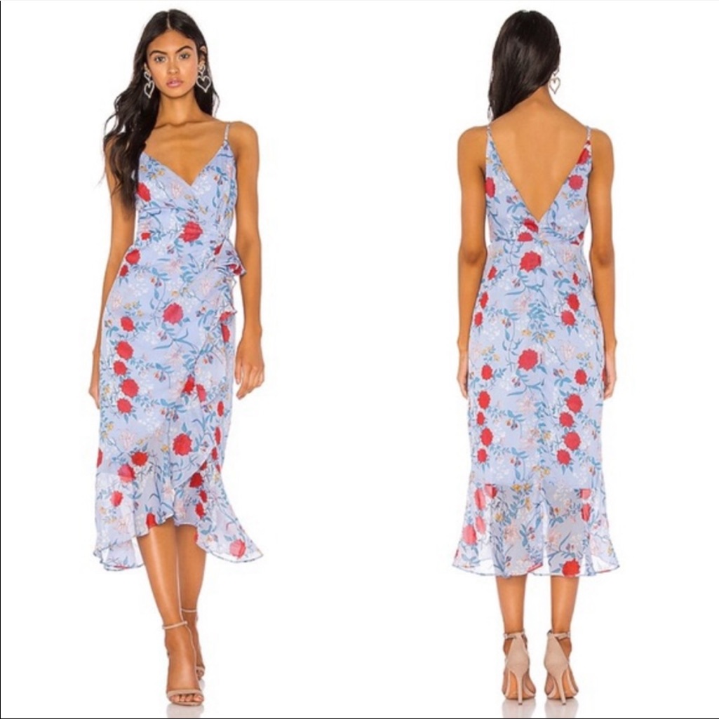 Bardot Blue Floral Midi Dress